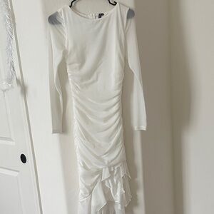 Elegant White Ruched Dress